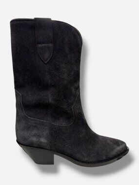 Isabel Marant Women's Black Dahope Suede Cowboy Boots Shoes Size EU:37 US:7